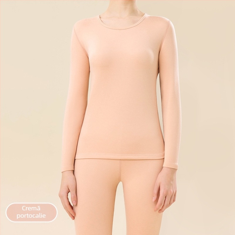 Set de lenjerie termică din lână, plăcut la atingere, gros 251–300 g/m², guler rotund, mâneci lungi, top și pantaloni, strat de bază unic pentru toamnă-iarnă, unisex