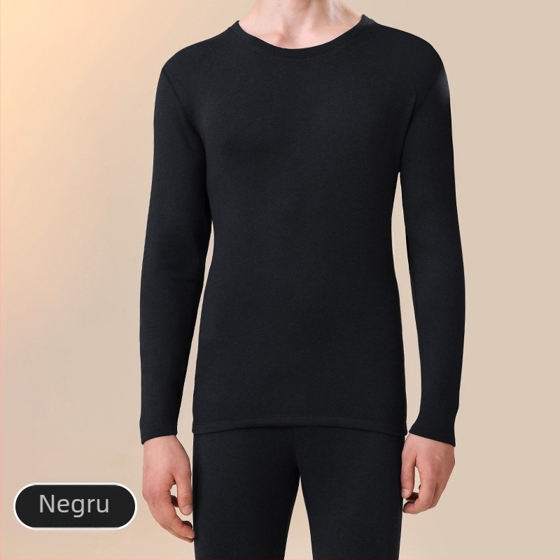 Set de lenjerie termică din lână, plăcut la atingere, gros 251–300 g/m², guler rotund, mâneci lungi, top și pantaloni, strat de bază unic pentru toamnă-iarnă, unisex