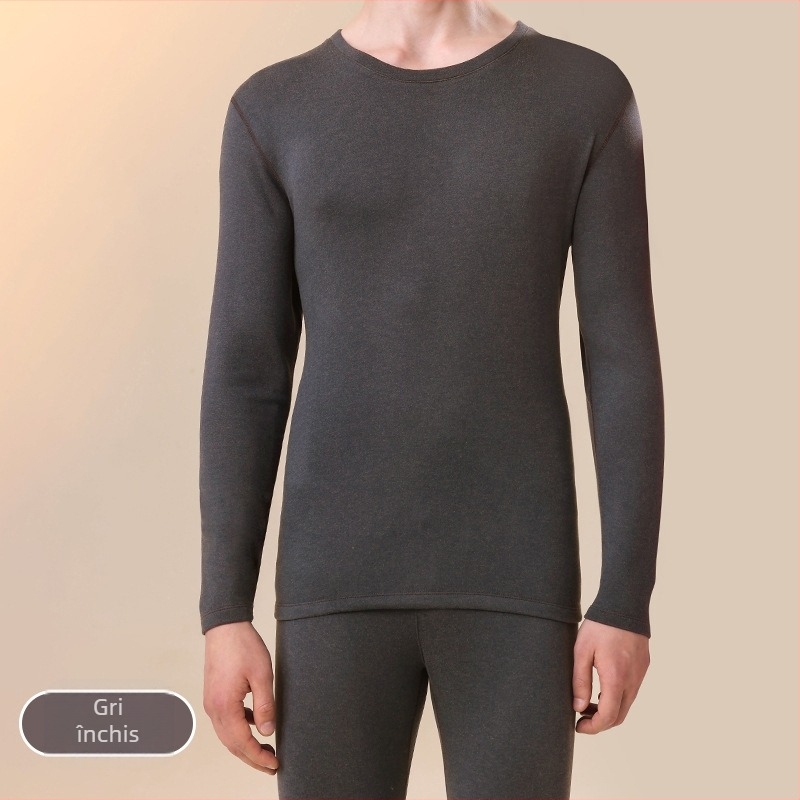 Set de lenjerie termică din lână, plăcut la atingere, gros 251–300 g/m², guler rotund, mâneci lungi, top și pantaloni, strat de bază unic pentru toamnă-iarnă, unisex