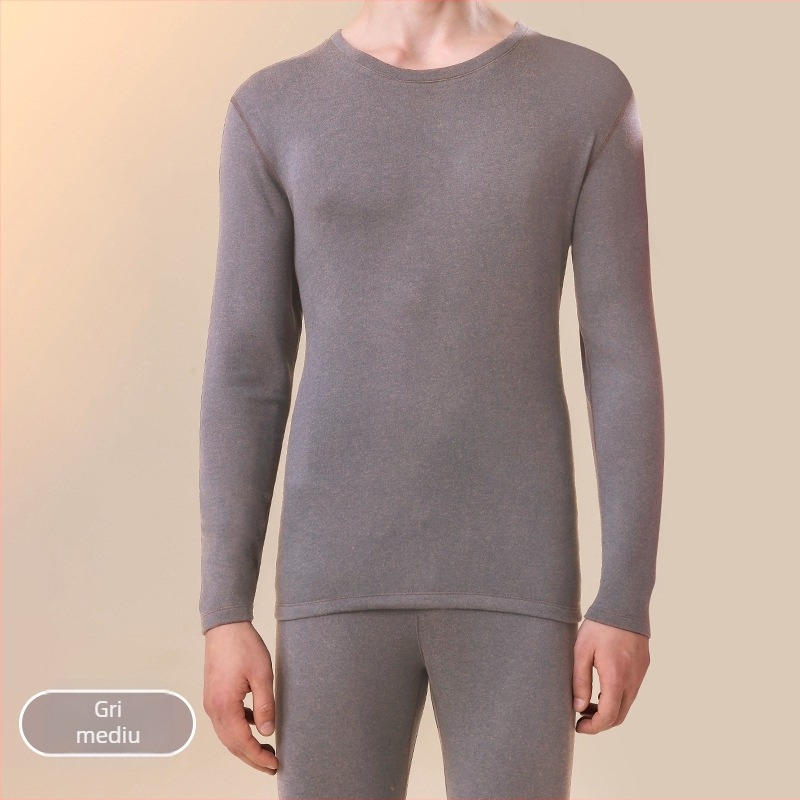 Set de lenjerie termică din lână, plăcut la atingere, gros 251–300 g/m², guler rotund, mâneci lungi, top și pantaloni, strat de bază unic pentru toamnă-iarnă, unisex