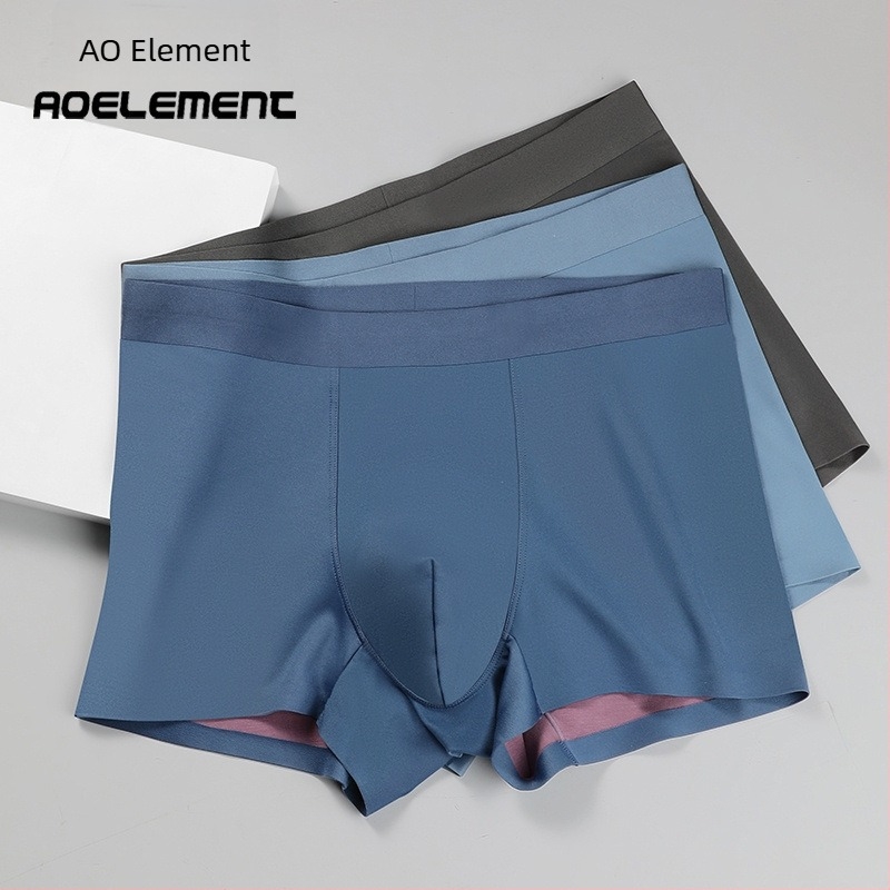 Boxeri bărbați fără cusur din modal, talie medie, model solid, căptușeală în zona inghinală din viscoză