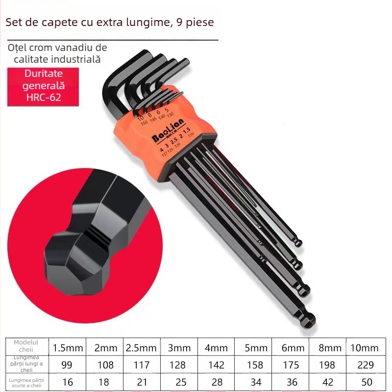 Bosite Set chei hex – Unelte șurubelnițe și instrumente, oțel crom-vanadiu / S2, nichelat, capete hexagonale