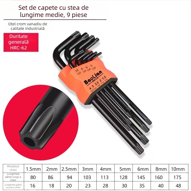 Bosite Set chei hex – Unelte șurubelnițe și instrumente, oțel crom-vanadiu / S2, nichelat, capete hexagonale