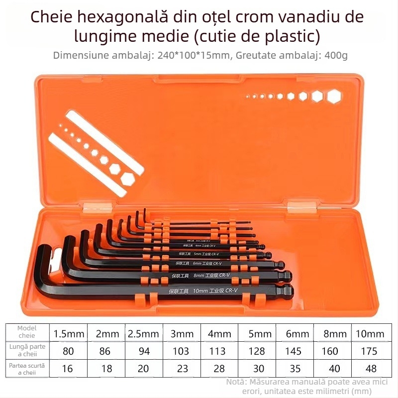 Bosite Set chei hex – Unelte șurubelnițe și instrumente, oțel crom-vanadiu / S2, nichelat, capete hexagonale