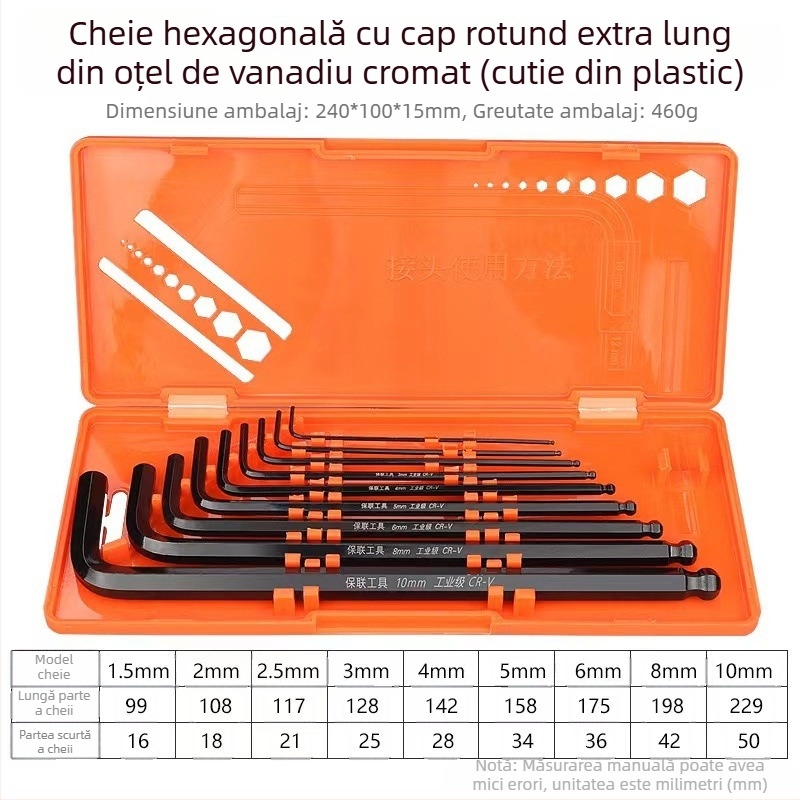 Bosite Set chei hex – Unelte șurubelnițe și instrumente, oțel crom-vanadiu / S2, nichelat, capete hexagonale