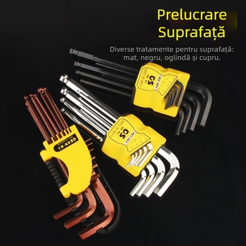 GSNG set de nouă chei hexagonale cu cap balon, din oțel crom-vanadiu, standard metric