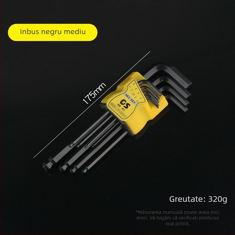 GSNG set de nouă chei hexagonale cu cap balon, din oțel crom-vanadiu, standard metric