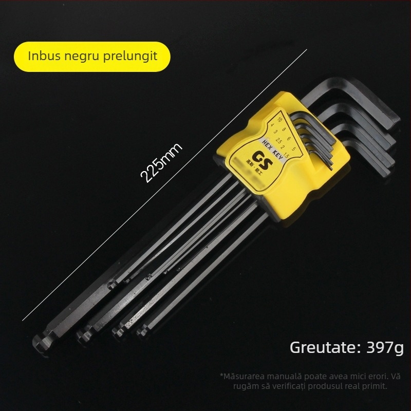 GSNG set de nouă chei hexagonale cu cap balon, din oțel crom-vanadiu, standard metric