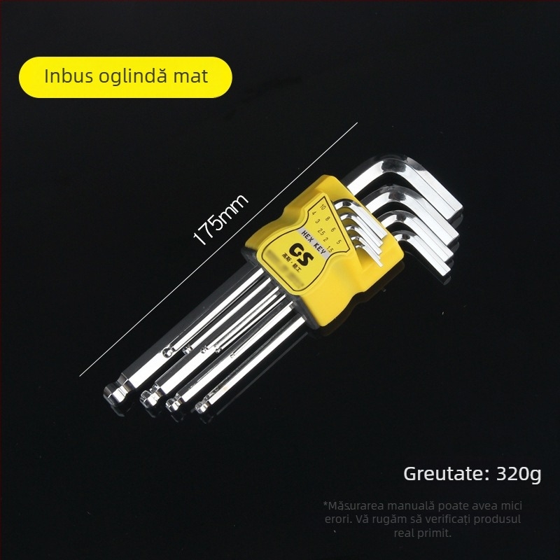 GSNG set de nouă chei hexagonale cu cap balon, din oțel crom-vanadiu, standard metric