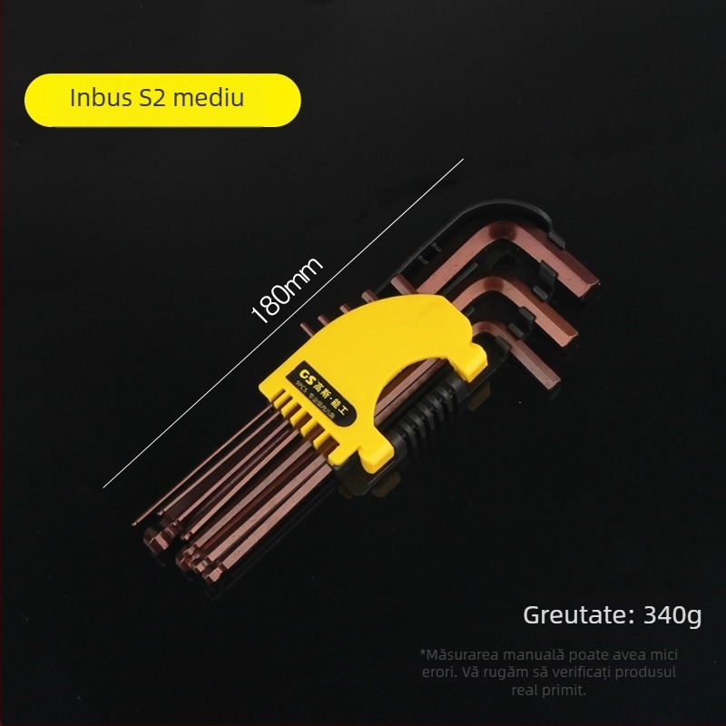 GSNG set de nouă chei hexagonale cu cap balon, din oțel crom-vanadiu, standard metric