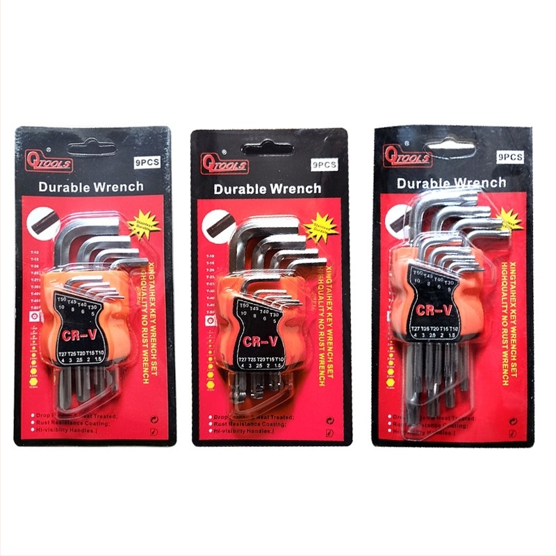 Set chei Allen cu chei hexagonale prelungite, în formă Torx, din oțel crom-vanadiu