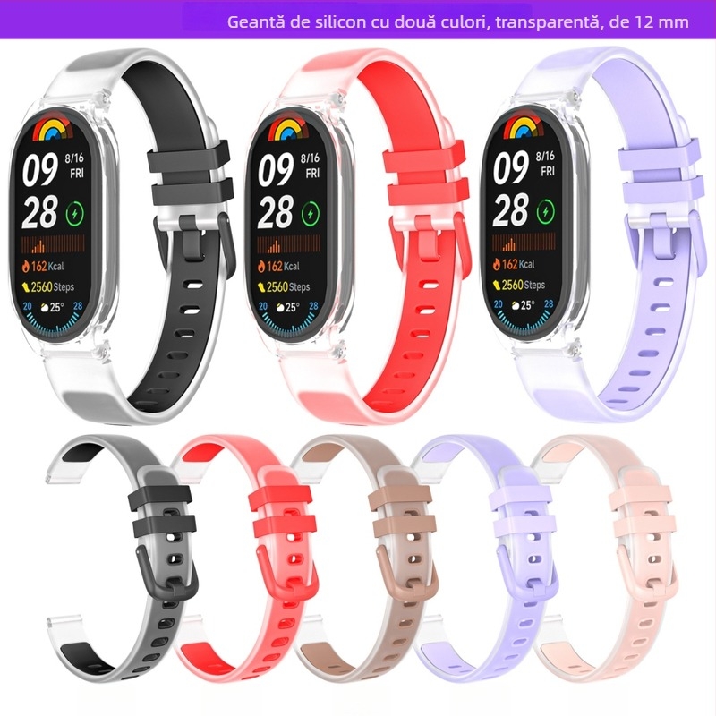 Xt Curea din silicon pentru brățară sport, compatibilă cu Xiaomi Mi Band 10/9/8, Huawei Band 10/9/8 și Honor Band 10/9/8; închidere magnetică