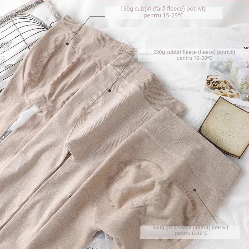 Dres panty cu căptușeală fleece, talie înaltă, ridicare a feselor, 70–80% bumbac, grosime 600 g