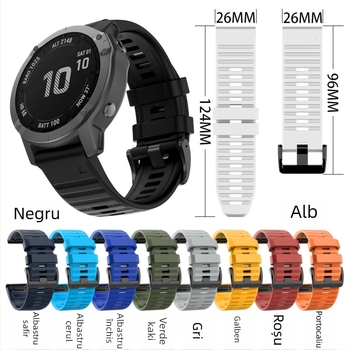Brățară de ceas din silicon pentru Garmin Fenix 6/6X/5X și Fenix 3 HR — 26 mm prindere rapidă, ușoară, stilată