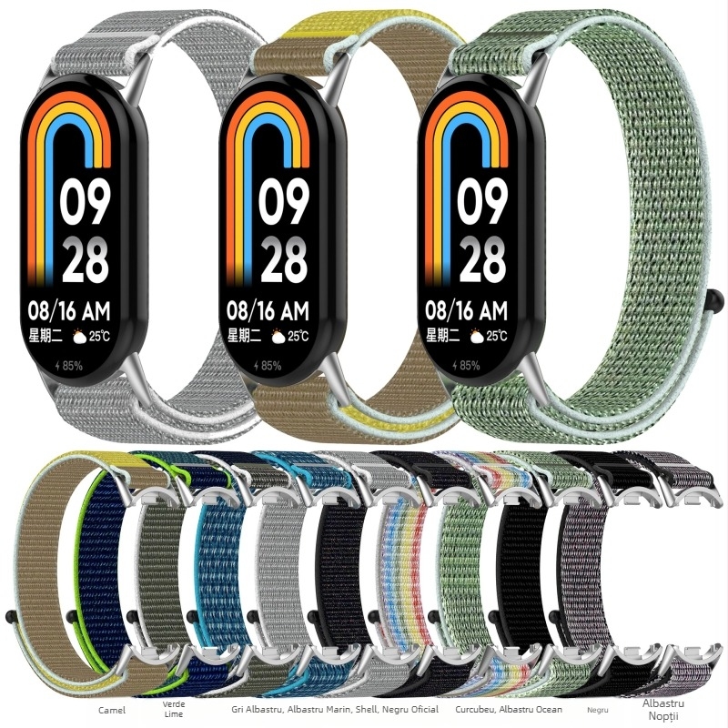 Brățară Velcro din nylon pentru Xiaomi Mi Band 9/10 și Mi Band 8 NFC – curea din pânză țesută