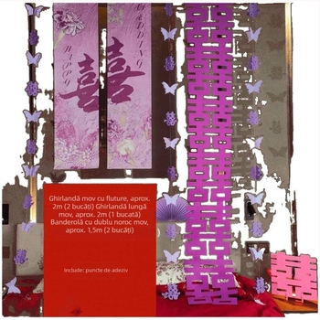 Banner textil suspendat purpuriu pentru decorul camerei de nuntă; set pentru logodnă și noua casă; Material: nețesut; Marcă: Altă; Categorie: Cuvânt fericit; Import: Nu