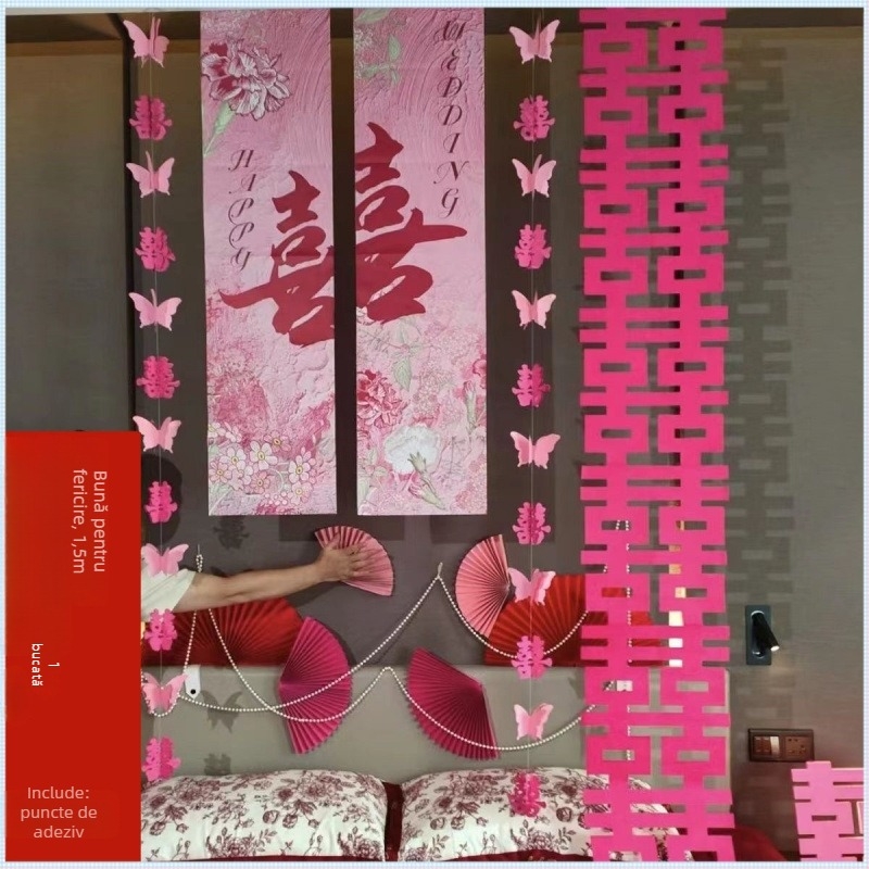 Banner textil suspendat purpuriu pentru decorul camerei de nuntă; set pentru logodnă și noua casă; Material: nețesut; Marcă: Altă; Categorie: Cuvânt fericit; Import: Nu