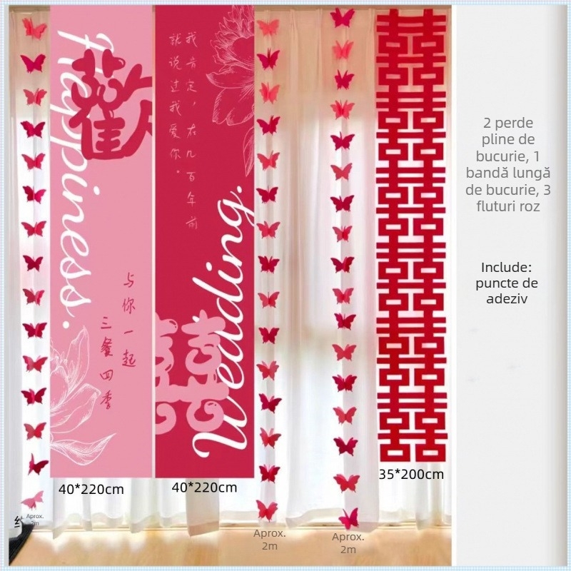 Banner textil suspendat purpuriu pentru decorul camerei de nuntă; set pentru logodnă și noua casă; Material: nețesut; Marcă: Altă; Categorie: Cuvânt fericit; Import: Nu