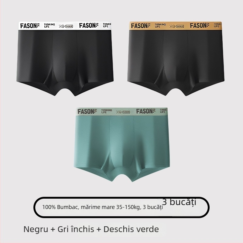 Boxeri pentru bărbați, din bumbac, antibacterian, talie medie, pentru tineri