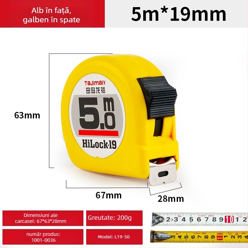 Tajima Ryu bandă metrică din oțel, cu dublă față, grosime și rezistentă la uzură, tip bandă de măsurare