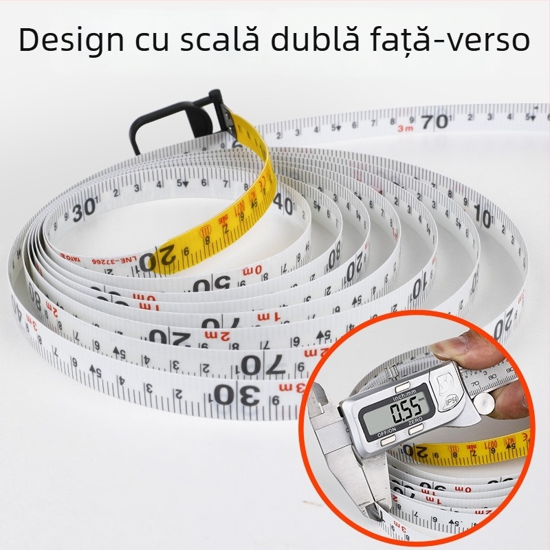 Shengda bandă metrică cu riglă din fibră de sticlă, dublă față, bandă moale