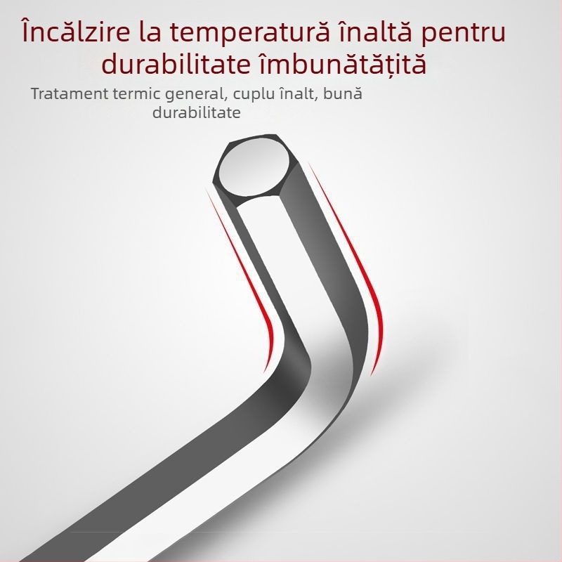 Set chei Allen cu cap hexagonal interior, în formă L, din oțel crom-molibden-vanadiu, zece bucăți, cu duritate înaltă