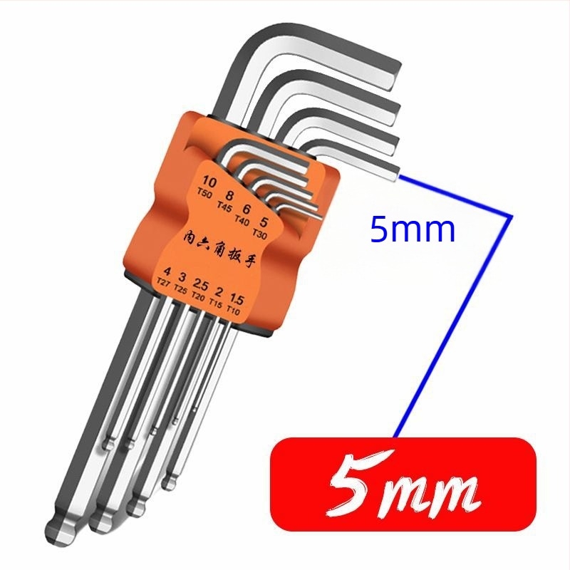 Set chei Allen cu cap hexagonal interior, în formă L, din oțel crom-molibden-vanadiu, zece bucăți, cu duritate înaltă