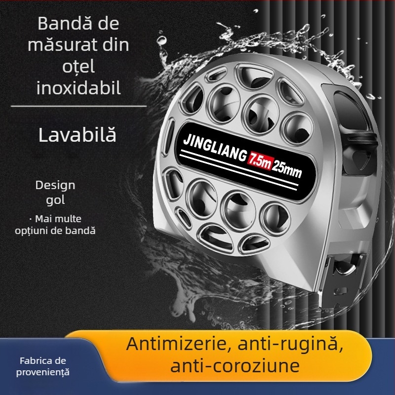 Bandă metrică din oțel inoxidabil cu design gol, rezistentă la apă, la căderi, precizie înaltă, cu husă