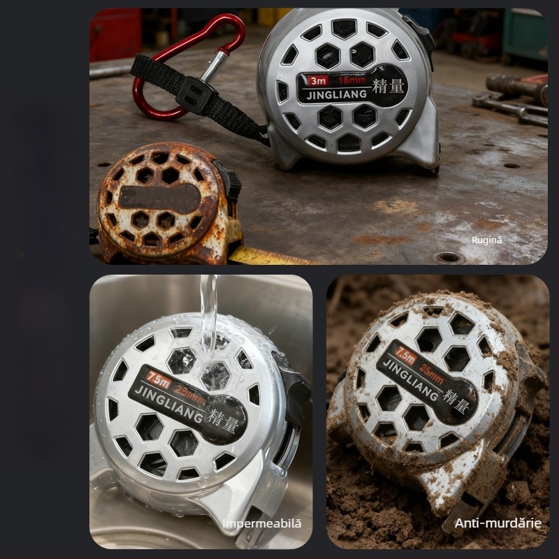 Bandă metrică din oțel inoxidabil cu design gol, rezistentă la apă, la căderi, precizie înaltă, cu husă