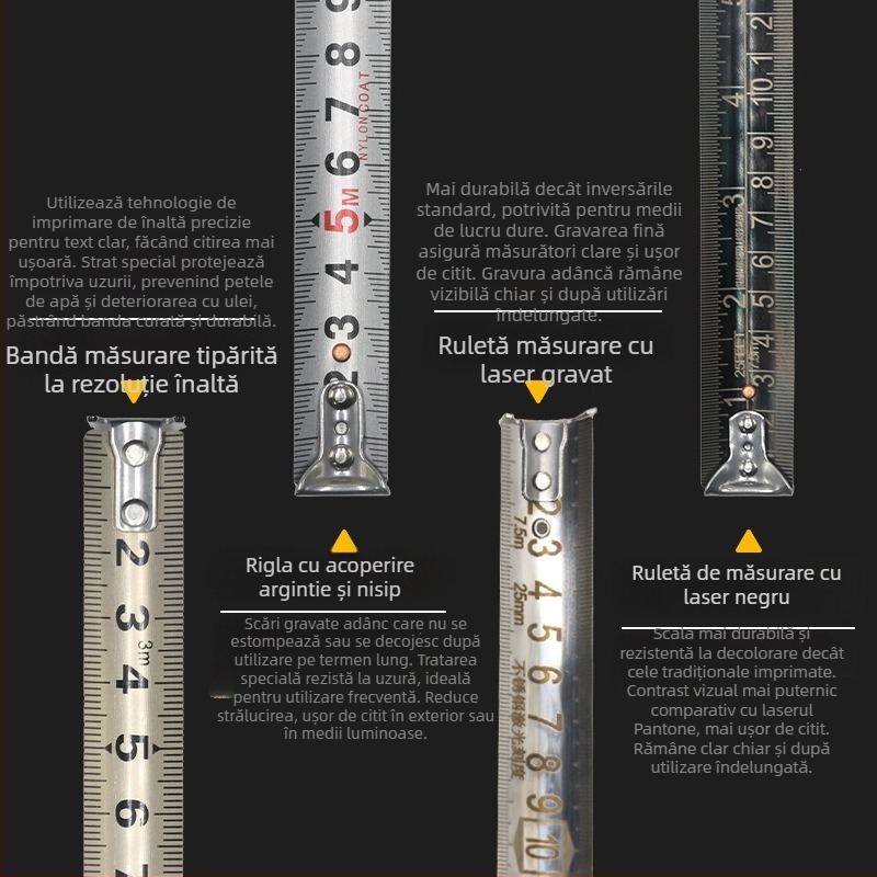 Bandă metrică din oțel inoxidabil cu design gol, rezistentă la apă, la căderi, precizie înaltă, cu husă