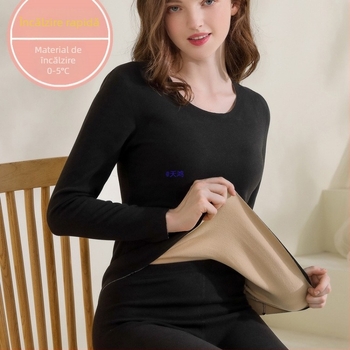 Set termic de lenjerie pentru bărbați și femei, fibră de încălzire, bază din bumbac, țesătură extra groasă 501–600 g/m², căptușeală de catifea, mâneci lungi