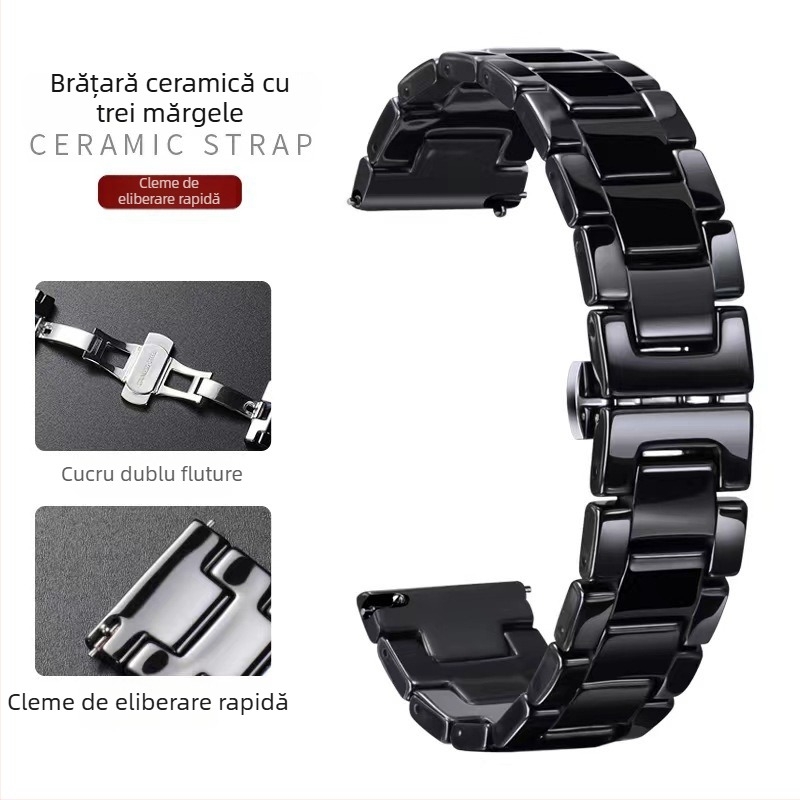 DITUOSI Bandă de ceas din ceramică cu cataramă fluture pentru Huawei GT4/GT3, ceasuri Samsung și Xiaomi