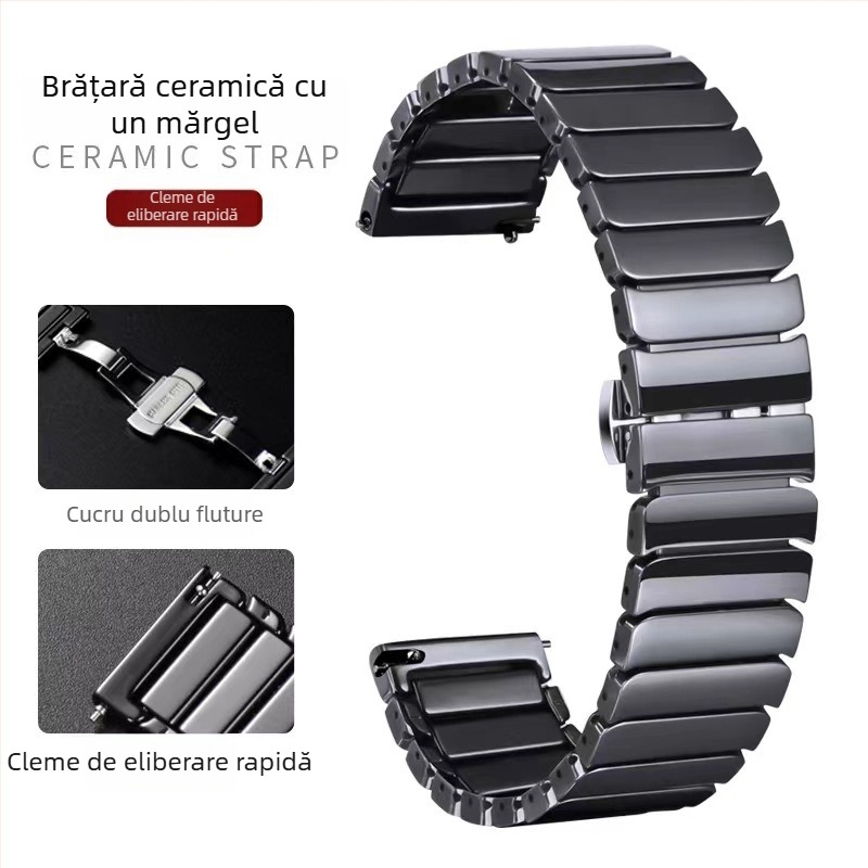 DITUOSI Bandă de ceas din ceramică cu cataramă fluture pentru Huawei GT4/GT3, ceasuri Samsung și Xiaomi