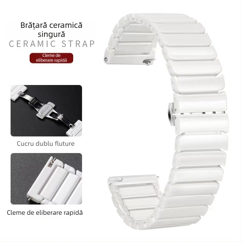 DITUOSI Bandă de ceas din ceramică cu cataramă fluture pentru Huawei GT4/GT3, ceasuri Samsung și Xiaomi