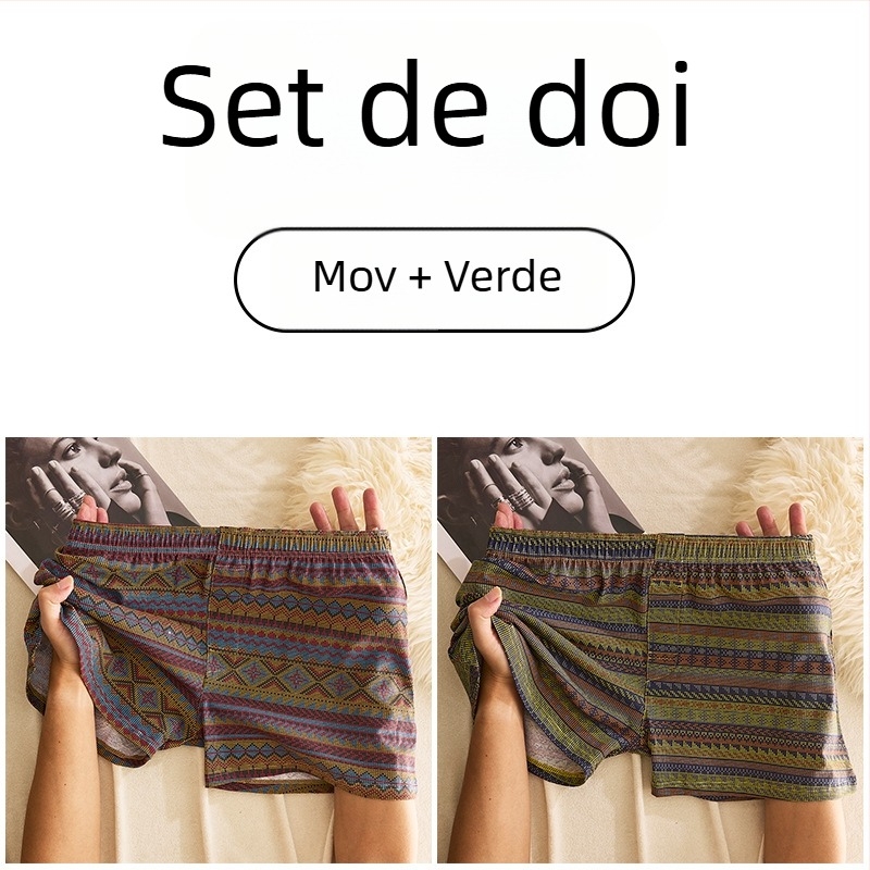 Boxeri bărbați din bumbac, talie medie, respirabili, uscare rapidă, 90–95% bumbac, model geometric/gradienți/valuri