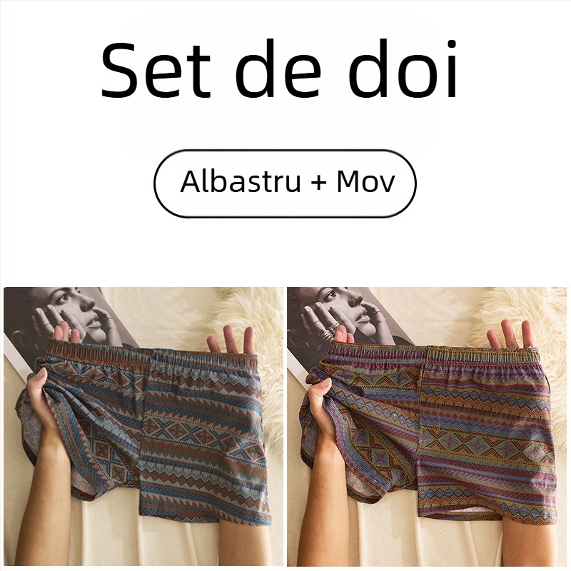 Boxeri bărbați din bumbac, talie medie, respirabili, uscare rapidă, 90–95% bumbac, model geometric/gradienți/valuri