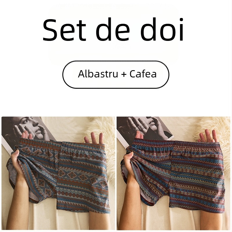 Boxeri bărbați din bumbac, talie medie, respirabili, uscare rapidă, 90–95% bumbac, model geometric/gradienți/valuri