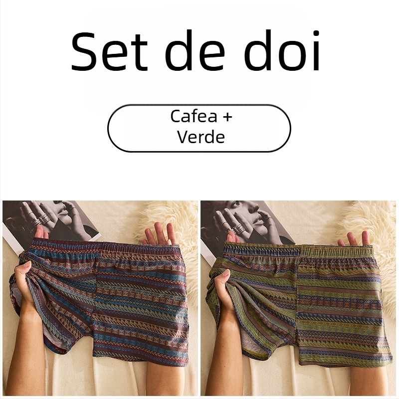 Boxeri bărbați din bumbac, talie medie, respirabili, uscare rapidă, 90–95% bumbac, model geometric/gradienți/valuri