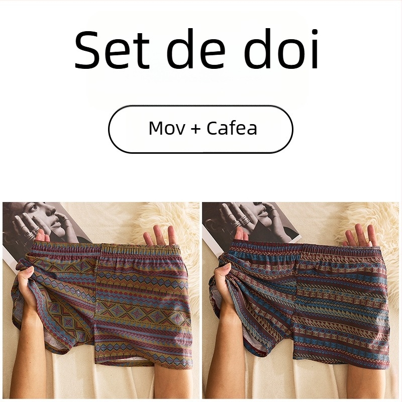 Boxeri bărbați din bumbac, talie medie, respirabili, uscare rapidă, 90–95% bumbac, model geometric/gradienți/valuri