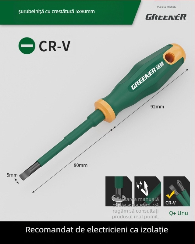 Șurubelniță cu cap cruciform pentru electricieni, mâner din plastic