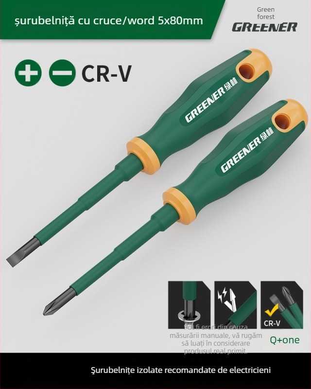 Șurubelniță cu cap cruciform pentru electricieni, mâner din plastic