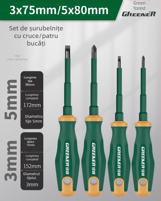 Șurubelniță cu cap cruciform pentru electricieni, mâner din plastic