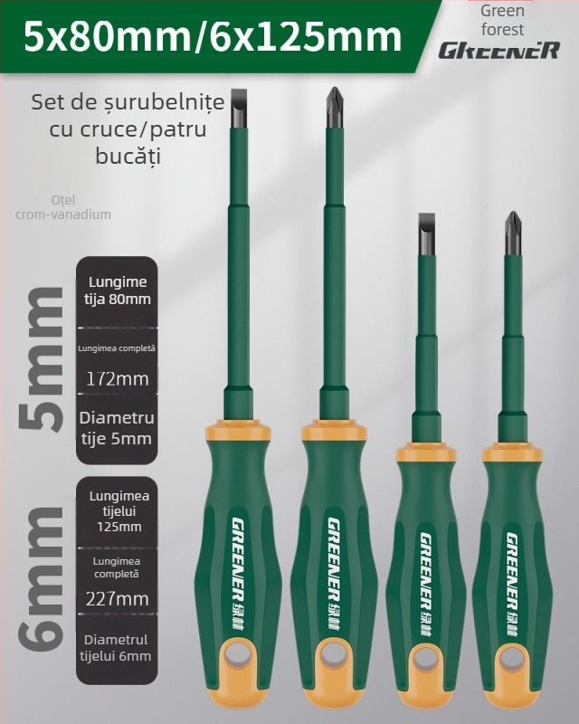 Șurubelniță cu cap cruciform pentru electricieni, mâner din plastic