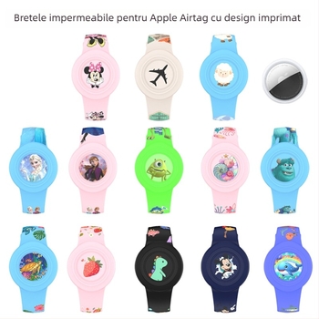Capac protecție din silicon pentru AirTag Apple – curea impermeabilă, stil desen animat drăguț, turnare prin injecție, seria Waterproof Strap Cover, model Waterproof Strap Cover