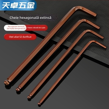 Cheie Allen cu cap balon din otel S2, in forma de L, prelungita, interior hexagonal 2,5 mm si 4 mm