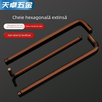Cheie Allen cu cap balon din otel S2, in forma de L, prelungita, interior hexagonal 2,5 mm si 4 mm
