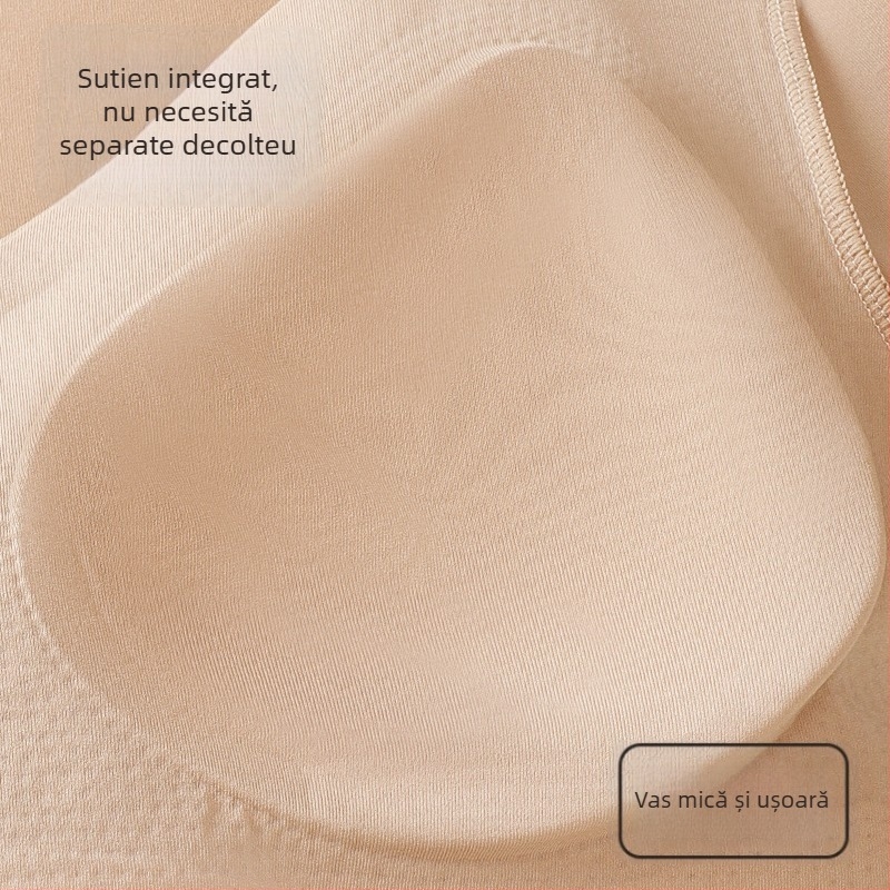 Top termic din nailon pentru femei, decolteu în V, mânecă lungă, culoare solidă, menține căldura