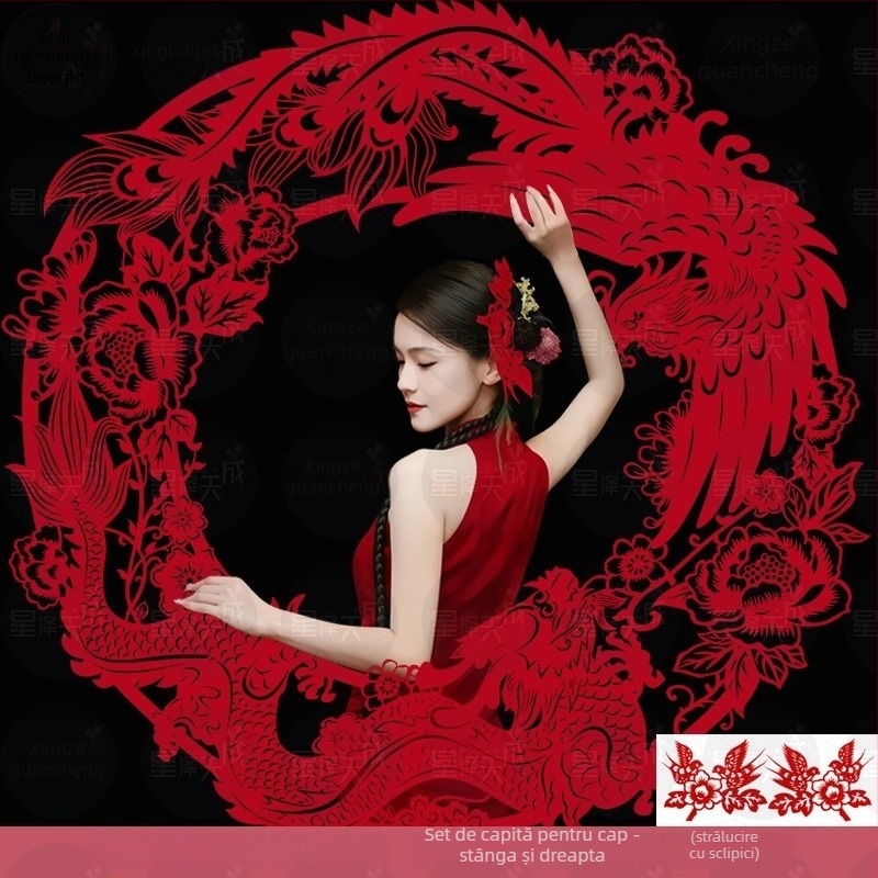 Stickere cu cuvinte fericite tăiate în stil chinezesc nou pentru decorarea dormitorului de nuntă – Material: țesătură flokată; Import: Nu; Brand: Altul; Categorie: Cuvinte fericite