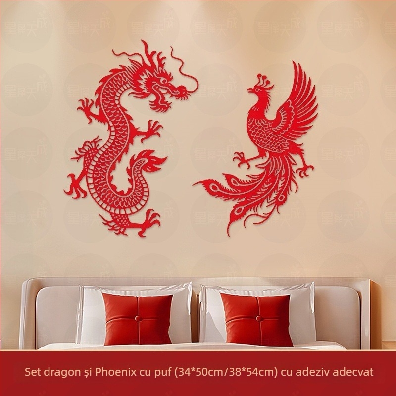 Stickere cu cuvinte fericite tăiate în stil chinezesc nou pentru decorarea dormitorului de nuntă – Material: țesătură flokată; Import: Nu; Brand: Altul; Categorie: Cuvinte fericite