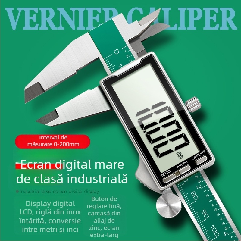 Caliper digital din oțel inoxidabil – clasă industrială, precizie înaltă, afișaj digital